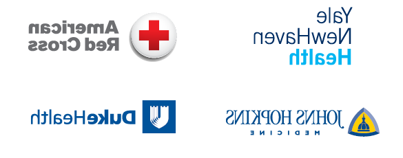 Logos of medical technology post-graduate destinations: Yale New Haven Health, American Red Cross, Johns Hopkins Medicine, 杜克大学健康